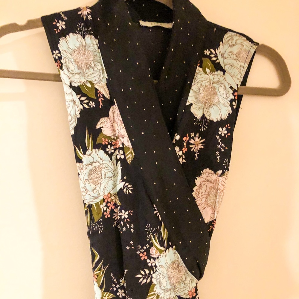 Floral and Striped Wrap Dress